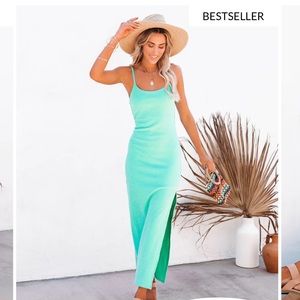 VICI Luna ribbed midi dress in mint NEW